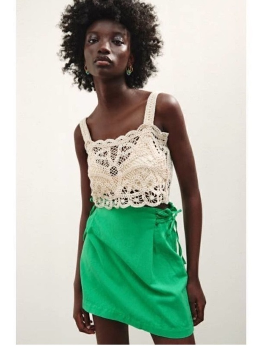 Zara Crochet  Top in Light Beige